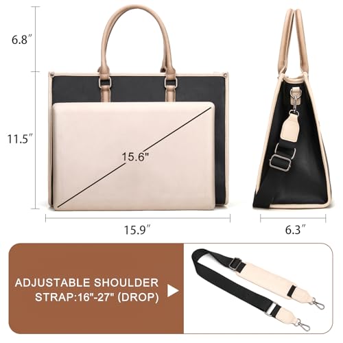 Montana West Laptop Tote Bag for Women 15.6 Inch Computer Bags Business Office Work Briefcase With Adjustable Shoulder Strap - color: Black
