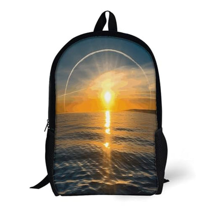 17 Inch Sunrise Horizon Laptop Backpack for Men Women Waterproof Lightweight Travel Backpack Commuter Bag Large Capacity Casual Daypack for Business Trip & Outdoor