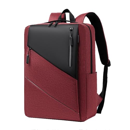 Business Laptop Backpack, Lightweight Casual Travel Backpack, Fashion Waterproof Work Laptop Bag with USB Charging Port,Red - color: Red