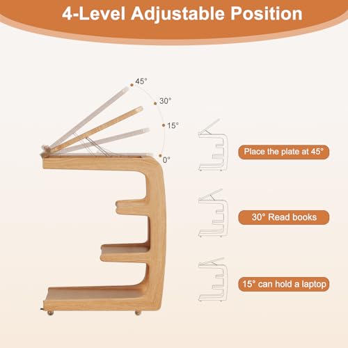 AQIMUELE Rolling Side Table, C Shaped End Table, C Table with 4 Wheels Solid Wood Small Rolling Desk with Adjustable Desktop,C Shaped End Table for Couch,Home Office(15.6" D x 23.6" W x 24.3" H) - color: Natural, size: 15.6"D x 23.6"W x 24.8"H, style: Mod