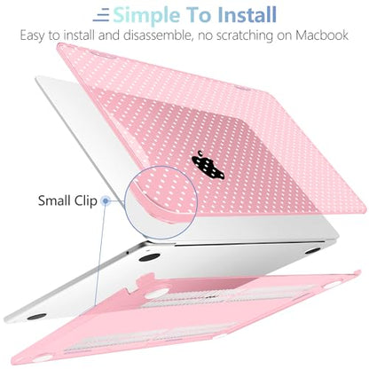 MEEgoodo for M5/M4/M3/M2 MacBook Air 15 inch Case 2026 2025 2024 2023, Case Fit Model (A3448/A3241/A3114/A2941) for MacBook Air 15.3 inch, Cherry Blossom Pink&Polka Dots - color: Cherry Blossom Pink&Polka Dots