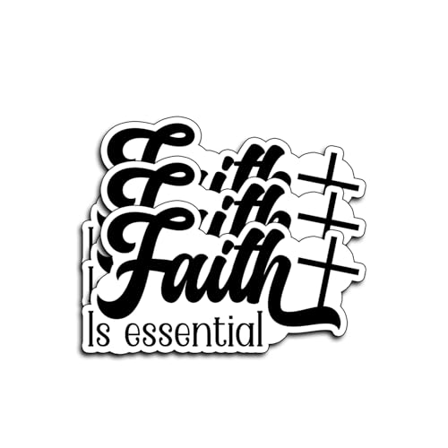 (3Pcs) Faith Is Essential Christian Sticker Waterproof Vinyl Decal Religious Cross Stickers Inspirational Faith Quote Decal Laptop Water Bottle Journal Bible Study Church Gifts Adults Teens 3x1.5 Inch - color: Faith is Essential
