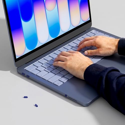 ProElife 5 Pcs Anti Dust Dirt Plug Cups Set for MacBook Neo, Indigo Clear | Durable & Reusable Silicone Laptop Accessories, Custom Fit Design, Easy to Clean Non-Slip Stuff for Macbook USB-C & Headphone - color: Indigo Clear