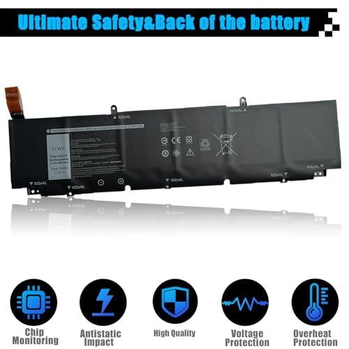97Wh XG4K6 Battery Replacement for Dell XPS 17 9700 9710 9720 9730 / Precision 5750 5760 5770 Series P92F P92F001 P92F002 P92F003 01RR3 001RR3 F8CPG 0F8CPG 5XJ6R KVPMY 0YY3V KRDHV 11.4V - size: 12.92*3.16*0.35 inch XG4K6