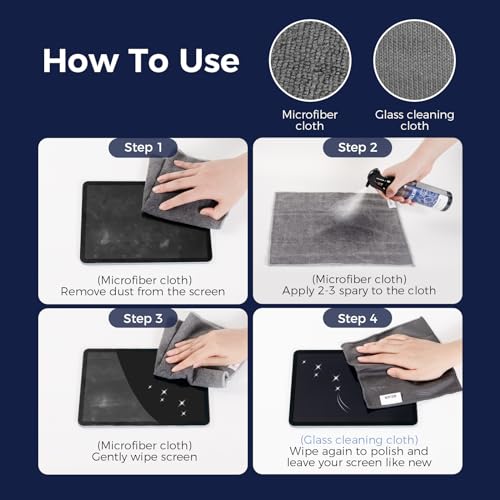 WELKIN Screen Cleaner Kit, 8.5 oz + 8.5 oz Spray & Gel for TV & Phone | Dual Formula Cleaning, Streak-Free Performance, Spray & Gel Options for Screens, Includes 1 Microfiber Cloth & 1 Glass Wipe - size: Gel+Mist Kit
