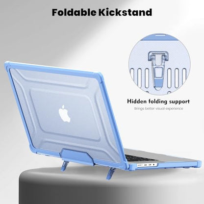 Batianda Heavy Duty Case for New MacBook Pro 16 inch 2026 M5 2024 M4 M3 M2 M1 Pro Max Chip - Starry Dot-Matrix Cover with PU Leather Spine & Foldable Stand - Full Protection Anti-Collision, Blue - color: Blue