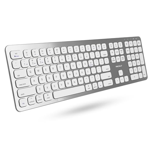 Macally Premium Bluetooth Keyboard for Mac - Compatible Apple Keyboard with Numeric Keypad - Multi Device Wireless for MacBook Pro/Air, Mac mini Pro, iMac, Laptop