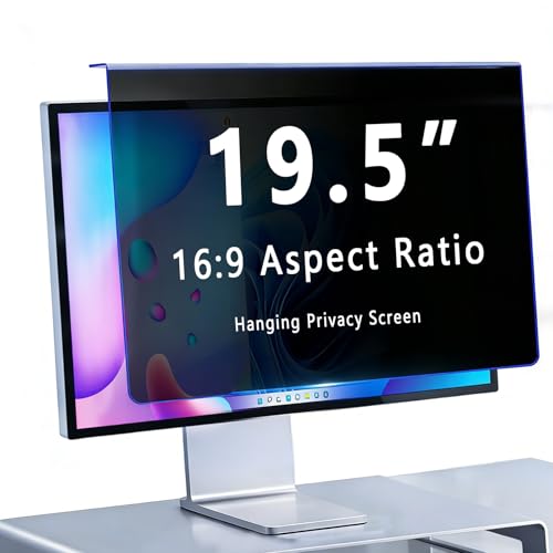 Hanging Privacy Screen Filter for 19.5" 16:9 Widescreen Computer Monitor, Anti-Peep & Blue Light Blocking, ±30° Privacy Shield, Eye Protection for Office & Data Security (19.5"16:09 (445×260mm)) - size: 19.5"16:09 (445×260mm)