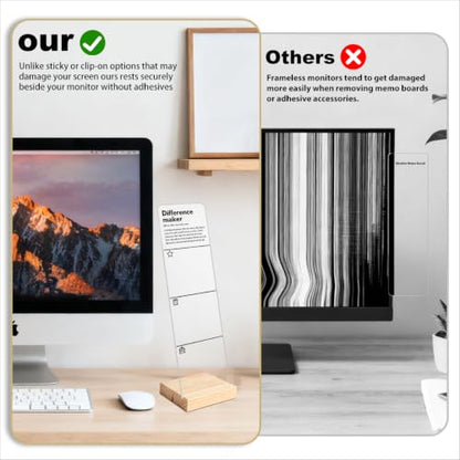 Monitor Memo Board with Removable Wooden Base Acrylic Portable Sticky Note Holder, Difference Maker Acrylic Message Board Sign Office Desk Desk Set Sticky Notes 100 Sheets - color: Difference