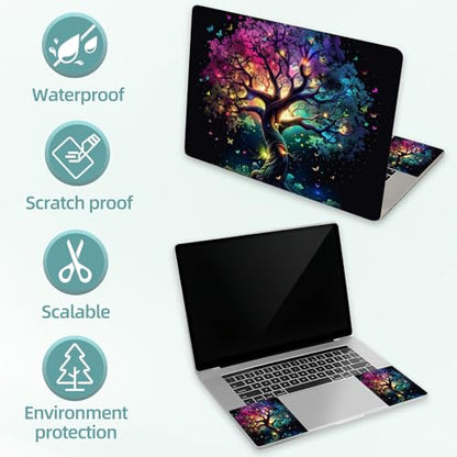 Universal Laptop Skin Decal, 3-Piece Vinyl Protector for 12 13 14 15.6" Notebook, Waterproof Anti-Scratch, Easy Trim & Bubble-Free Finish, Luminescent Tree - color: Luminescent Tree