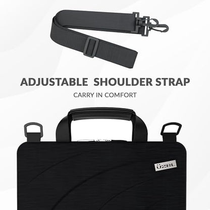 13-14 Inch Always-on Chromebook Protective Hard Case with Adjustable Shoulder Strap and Carrying Handles - color: Black Fabric