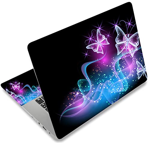 icolor Laptop Skin Sticker Decal 12 13 13.3 14 15 15.4 15.6 inch Personalized Universal Notebook Vinyl Skin Stickers Cover Art Decal Computer Protector (Black/Butterfly) - color: Black/butterfly