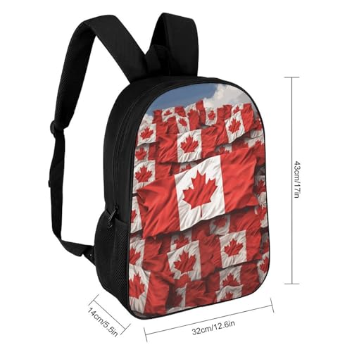 Canadian Flag Business Laptop Backpack for Women Men 17 Inch Carry on Backpack Waterproof Black Bookbag Fashion Lightweight Backpacks for Travel Hiking Camping Casual Daypack Backpacks