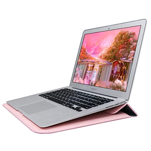 Laptop Bags Sleeve for MacBook Air 15 inch 2026-2023 A3448 M5 M4 M3 M2 Crocodile Grain PU Leather Flap Style Case Notebook Bag for Mac Pro 16 M1 A2485 2019-2026,Pro Retina 15 2012-2019, Pink - color: Pink
