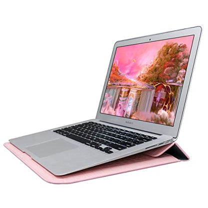 Laptop Bags Sleeve for MacBook Air 15 inch 2026-2023 A3448 M5 M4 M3 M2 Crocodile Grain PU Leather Flap Style Case Notebook Bag for Mac Pro 16 M1 A2485 2019-2026,Pro Retina 15 2012-2019, Pink - color: Pink