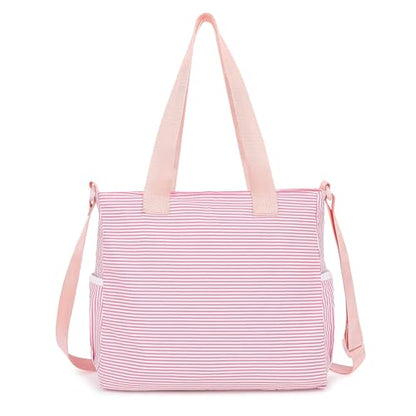 Phaoullzon Cute Messenger Bag Kawaii Crossbody Purse for Teen Shoulder Tote | Gifts for Girls/ Women, Nylon Japanese College Satchel Travel Work Gym Handbag - color: Stripes Pink, style: Medium