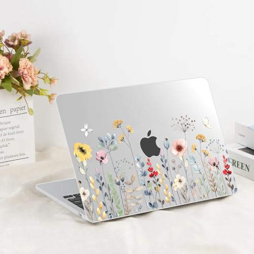 G JGOO Compatible with MacBook Air 15 inch Case 2026 2025 2024 2023 M5 A3448 M4 A3241 M3 A3114 M2 A2941, Clear Protective Plastic Hard Shell Case + Keyboard Cover+ Screen Protector, Garden Flower - color: Garden Flower