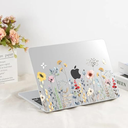 G JGOO Compatible with MacBook Air 15 inch Case 2026 2025 2024 2023 M5 A3448 M4 A3241 M3 A3114 M2 A2941, Clear Protective Plastic Hard Shell Case + Keyboard Cover+ Screen Protector, Garden Flower - color: Garden Flower