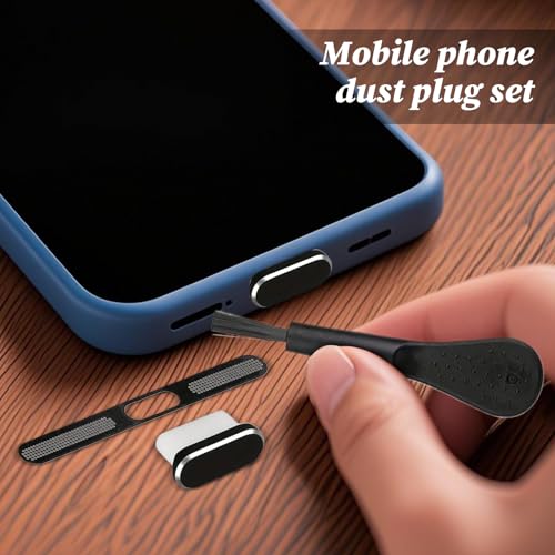 Phone Dust Plug Soft Protector Cleaner Set Electronic Device | Precise Anti Dust Kit for Phone Home Outdoor Offices Desk Car - color: Black
