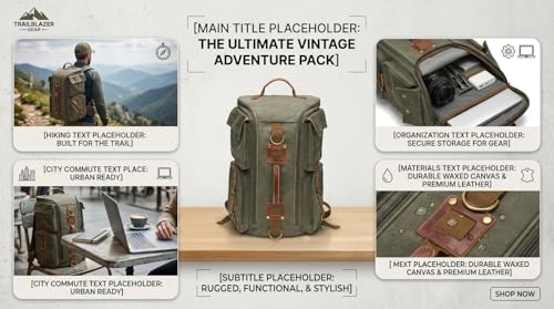 Heavy-Duty Waxed Canvas Backpack for Men, 17 Inch Laptop Rucksack with Genuine Leather, Multi-Pocket Travel Bag for Work, Hiking, and Camping - color: Army Green
