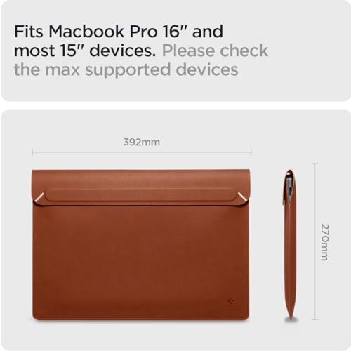 Spigen Valentinus Protective Laptop Sleeve, 16-Inch MacBook | For MacBook Pro/Air M1-M5 Chips (2021-2026) - Classic Brown - color: Classic Brown, size: 16-inch