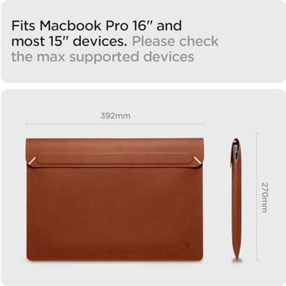 Spigen Valentinus Protective Laptop Sleeve, 16-Inch MacBook | For MacBook Pro/Air M1-M5 Chips (2021-2026) - Classic Brown - color: Classic Brown, size: 16-inch