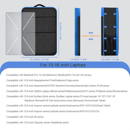 ZINMARK Slim Expandable Laptop Backpack with Small Case for 15-16 inch Notebooks,Water Resistant Computer Bag for College Business for Men Women，Black Blue - color: Black Blue