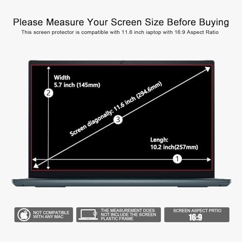 2pc 11.6-inch Laptop Screen Blue Light Film | Compatible with HP/Dell/Sony/Asus/Samsung/Lenovo/Acer/MSI/LG/Razer - color: Without Camera Cover, size: 11.6-inch（16:9）