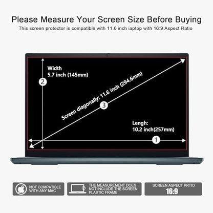 2pc 11.6-inch Laptop Screen Blue Light Film | Compatible with HP/Dell/Sony/Asus/Samsung/Lenovo/Acer/MSI/LG/Razer - color: Without Camera Cover, size: 11.6-inch（16:9）