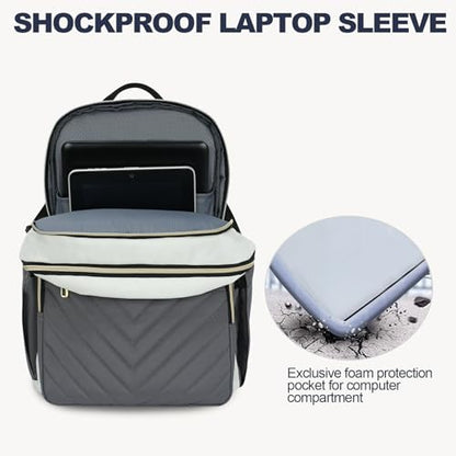 VANKEAN Laptop Backpack for Women (Beige-Grey, 18 Inch) - color: Beige-grey, size: 17.3 Inch
