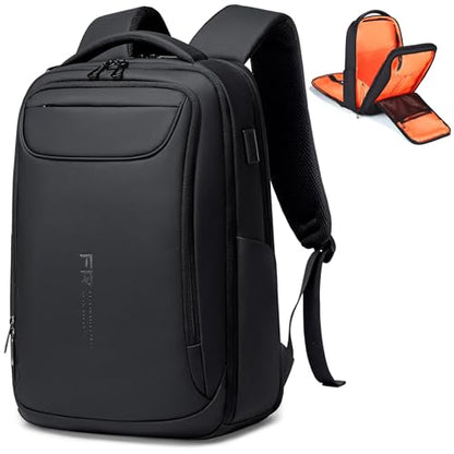 FENRUIEN Business Backpack for Men,Water Resistant Tech Backpack with Charger,Black Laptop Backpack 15.6 Inch - size: Standard