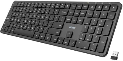 Arteck 2.4G USB Wireless Keyboard Full Size Keyboard for Computer/PC/Laptop