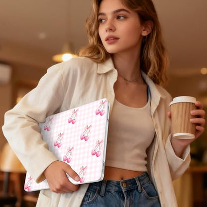 May Chen for MacBook Neo Case 13 inch 2026 | 100% Match Official Color | Pattern Printing, Anti-Crack & Scratch & Fingerprint | Protective Hard Shell Cases Model A3404 - Cherries with Ribbon Bow - color: Cherries with ribbon bow