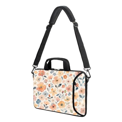 AMARY 15.4" 15.6" laptop sleeve adjustable shoulder strap with handle accessory pocket for men women (flowers) - color: Flowers