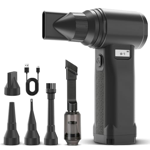 Electric Compressed Air Duster, 300,000RPM Cordless Air Blower for Dust Removal, Duster/Vacuum 2-in-1 with 10 Speeds, 20000mAh Rechargeable & 5 Nozzles Dust Blower for PC, Keyboard, Car, Outdoor