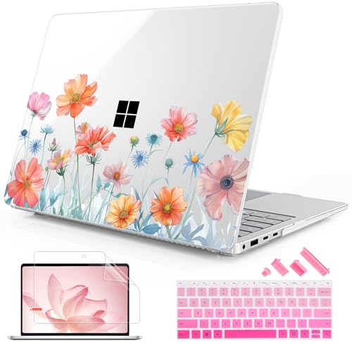 Mektron Case for 13.8" Microsoft Surface Laptop 8/7 (2026/2024) Surface Laptop 13.8 Inch Cover Fits Model 2036, Keyboard Cover +Screen Protector +Dust Plugs, Wildflower - color: Wildflower