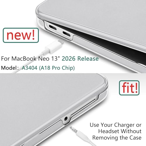 Matte Frosted Compatible with MacBook Neo 13 Inch 2026 (Model A3404 | A18 Pro Chip) | Anti-Fingerprint Hard Shell, Ultra Slim, Non-Slip, Lightweight Protective Cover | Frosted Space Grey - color: Matte Space Grey