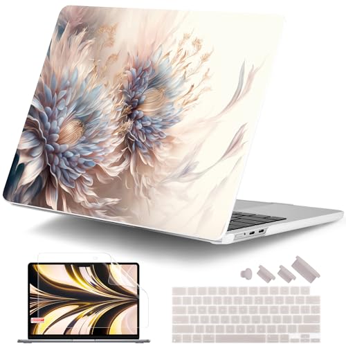 DONGKE for MacBook Air 13 Inch Case M5 2026 M4 2025 M3 M2 2024-2022 A3449 A3240 A3113 A2681, Plastic Hard Shell & Keyboard Cover & Screen Film for MacBook Air 13.6 Inch Case - Beautiful Flower - color: Beautiful Flowers D082