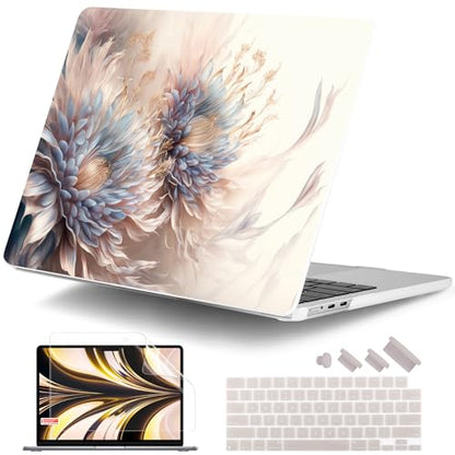 DONGKE for MacBook Air 13 Inch Case M5 2026 M4 2025 M3 M2 2024-2022 A3449 A3240 A3113 A2681, Plastic Hard Shell & Keyboard Cover & Screen Film for MacBook Air 13.6 Inch Case - Beautiful Flower - color: Beautiful Flowers D082