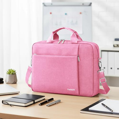 Ferkurn Laptop Bag Case for Women Men Computer Bag Compatible with HP Envy Pavilion Omen/LG Gram/MSI/Dell Inspiron XPS/Lenovo/Acer, Shoulder Strap Carrying Messenger Briefcase, Pink, 17 17.3 Inch - color: Pink, size: 17.3 inch