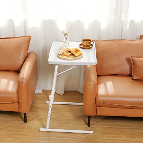 Allpop Max TV Tray Table, Large TV Dinner Tray for Eating, Adjustable Tray Stand on Couch & Bed, Folding Laptop Table with 6 Heights & 3 Tilt Angles, White - color: White, size: Allpop-Max TV Tray