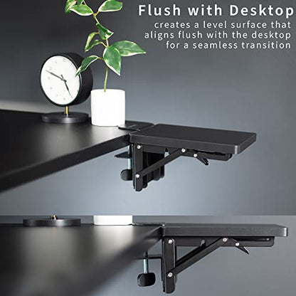 VIVO Clamp-on 6 x 9 inch (11 Including Clamps) Desk Extender, Wrist Support, Armrest Tray, Table Mount for Sit Stand Desks, Black, DESK-EXT09 | Wrist Support, Armrest Tray, Table Mount for Sit Stand Desks - size: 6 x 9 inch, style: Extender