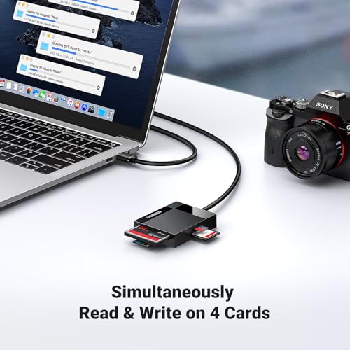 UGREEN SD Card Reader USB 3.0 Card Hub Adapter 5Gbps Read 4 Cards Simultaneously CF, CFI, TF, SDXC, SDHC, SD, MMC, Micro SDXC, Micro SD, Micro SDHC, MS, UHS-I (Black) | Multi USB 3.0 Micro SD Memory Card Adapter for External Camera Photo SD TF MicroSD Mic