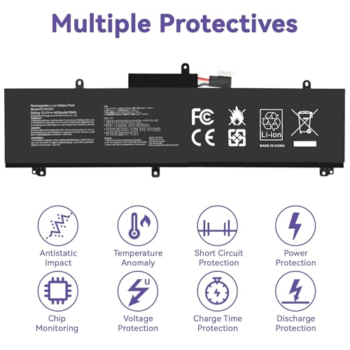 C41N1837 Laptop Battery for ASUS ROG Zephyrus G15 GA501I GA502 GA502D GA502DU GA502GU GA502IV GU502 GU502DU GX502GW GX532GV GU532GW GU502LU GU502LW GU502LV GX502LXS GX502GV GX502GW 0B200-03380100 - size: 11.3*3.81*0.5inch