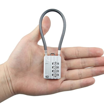 4 Digit Cable Combination Lock 7.1 inches Bold Cable for School Gym Locker,Helmet,Filing Cabinets,Toolbox,Luggage Suitcase,knapsack,Silver 1Pack - size: 18cm (7.1 inch) Cable