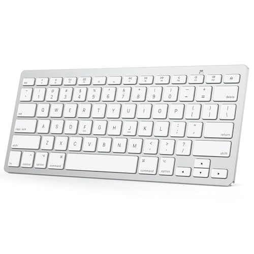 OMOTON Bluetooth Keyboard Compatible with Mac ONLY, Compact Wireless Keyboard Compatible with MacBook Pro/Air, iMac, Mac mini/Pro, Silver - color: Silver