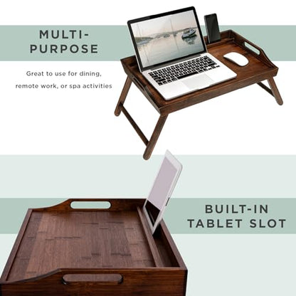 ROSSIE HOME Wood Bed Tray – Java Bamboo, Fits 17.3” Laptops - color: Java Bamboo, size: Extra Large