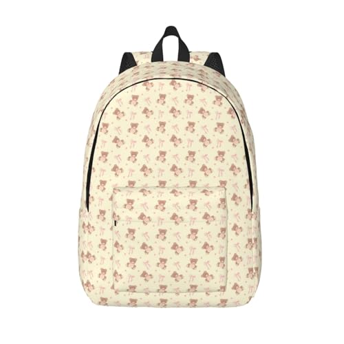 Laptop Backpack For Women - Durable Lightweight Laptop Backpack With 1 Main Compartment，Waterproof Casual Daypack Travel Backpack For Men - color: Bow Tie Bear, size: 15.7inch