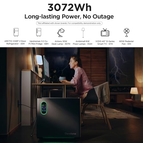 Gendome Portable Power Station Home3000, 3072Wh LiFePO₄ Battery, 3000W AC/140W USB-C Output, 17 Output Ports, Power Station for Home Use RVs Camping Emergencies - style: HOME3000