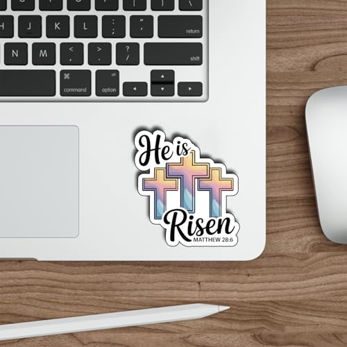 (3Pcs) He is Risen Stickers Christian Inspirational Bible Verse Quote Religious Scripture Prayer Gifts Waterproof Vinyl Decal for Kindle Water Bottle Bumper Car Hard Hat Phone Laptop Size 3"x 2.5" - color: He is Risen – Matthew 28:6